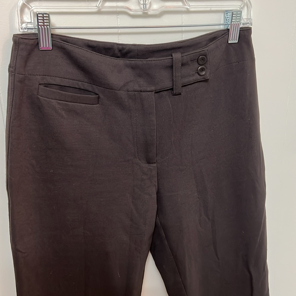 EILEEN FISHER Stretch Ponte Knit Brown Straight Leg Pant Extended Waist Tab XS